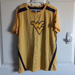 West Virginia wolverines boys medium shirt v-neck polyester yellow blue college